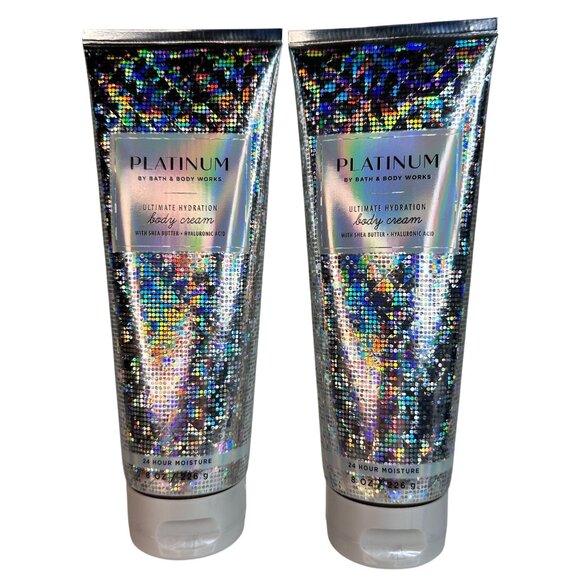 Bath & Body Works Platinum‎ Ultimate Hydration Body Cream X2 Shea Butter 8oz NEW - Picture 1 of 6